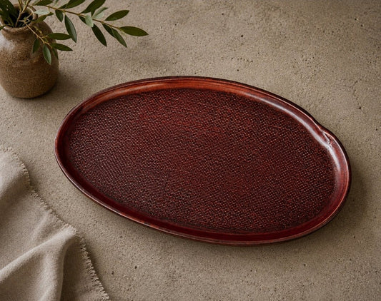 Farmhouse Haven Textured Ceremic Long Serving Tray - Wine - Cobblestone Australia