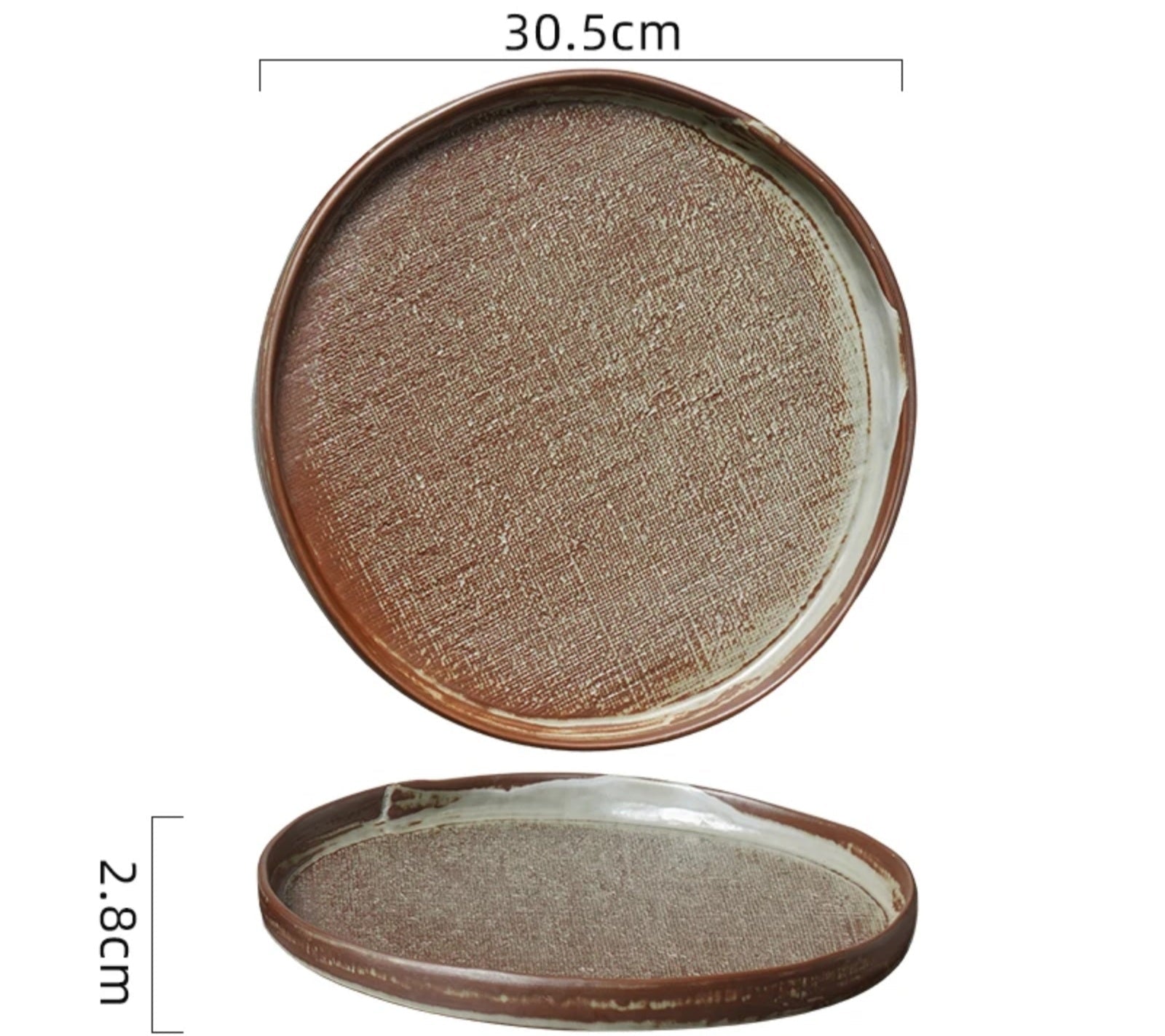 Farmhouse Haven Textured Ceremic Round Serving Platter - Wheat/Large - Cobblestone Australia