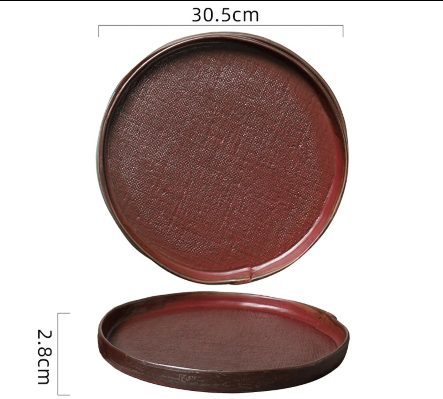 Farmhouse Haven Textured Ceremic Round Serving Platter - Wine/Large - Cobblestone Australia
