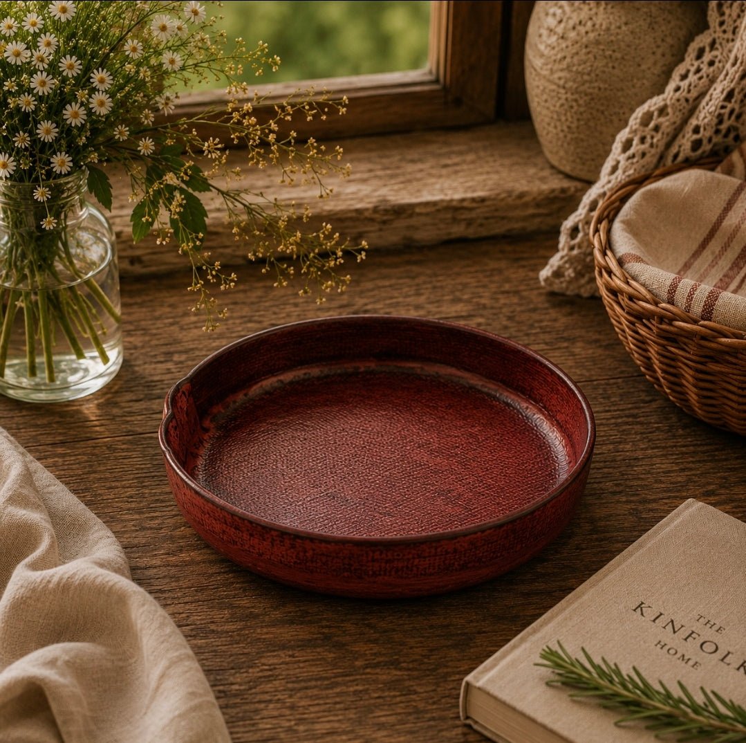 Farmhouse Haven Textured Medium Ceremic Serving Bowl - Wine - Cobblestone Australia