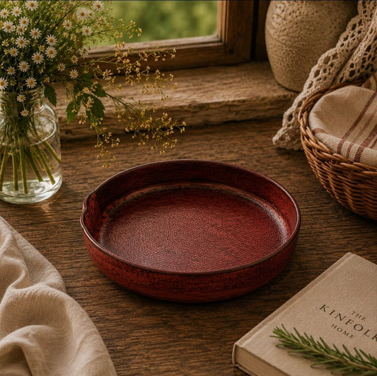 Farmhouse Haven Textured Medium Ceremic Serving Bowl - Wine - Cobblestone Australia