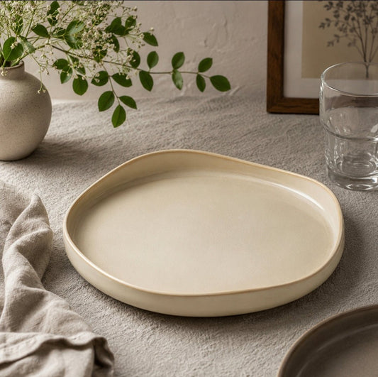 Freeform Dune Porcelain Platter - Cobblestone Australia
