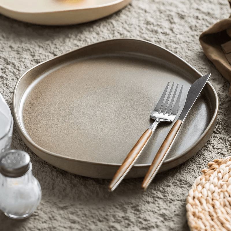 Freeform Mushroom Porcelain Platter Small - Cobblestone Australia