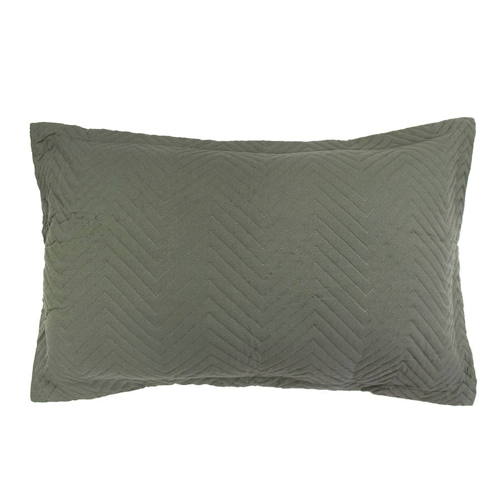 Herringbone Embossed Coverlet Set - Moss: Queen/King - Cobblestone Australia
