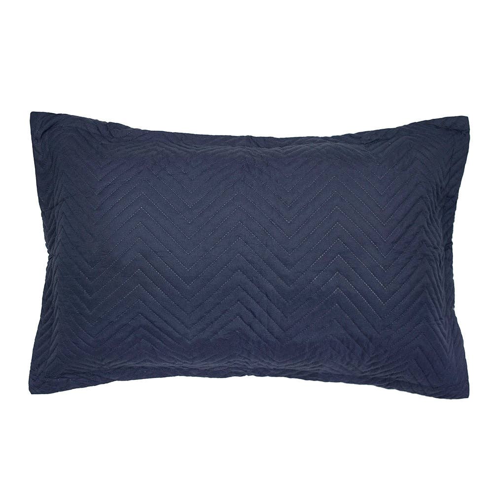 Herringbone Embossed Coverlet Set: Navy / Queen/King - Cobblestone Australia