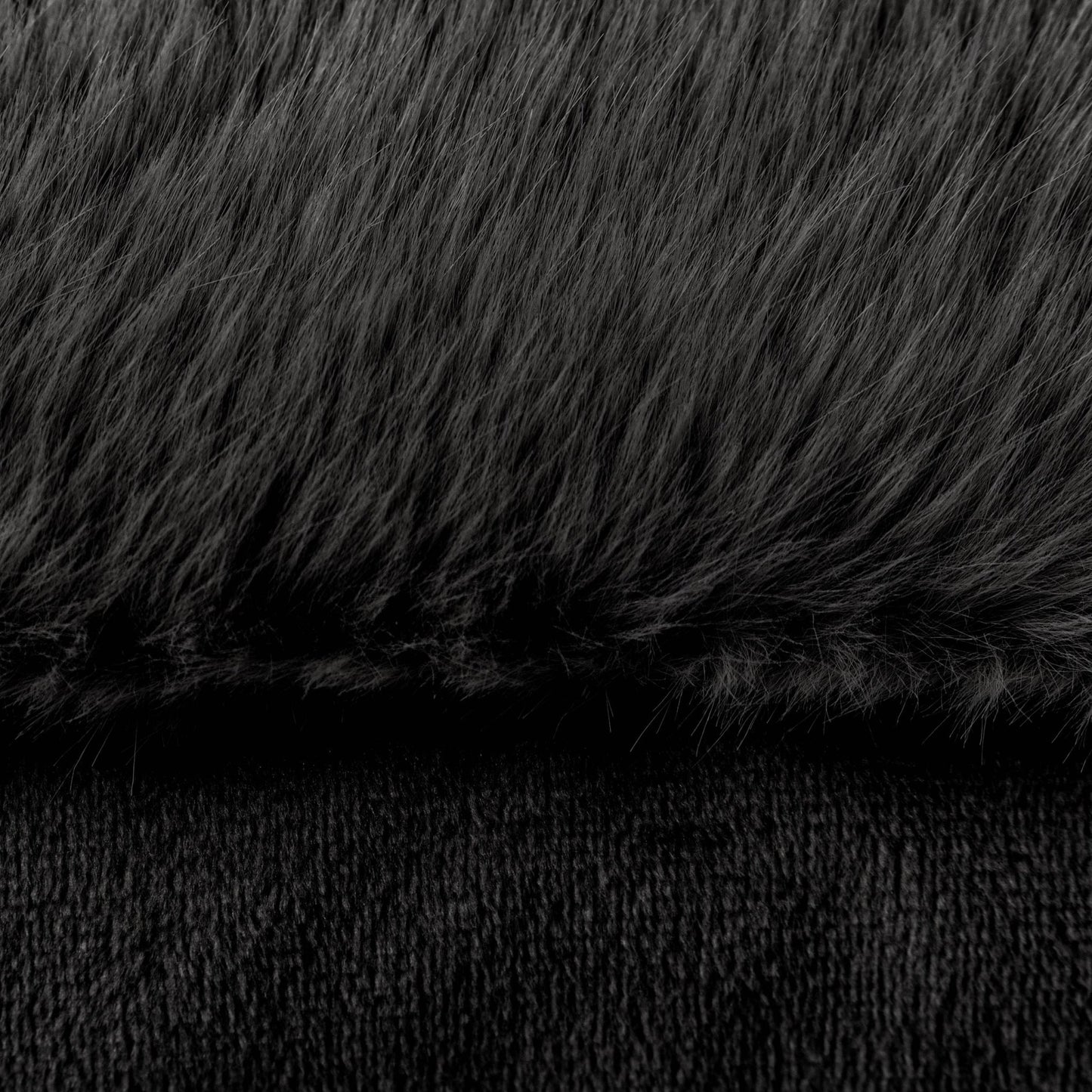 Jet Black Faux Fur Cushion Cover: 55 x 55cm - Cobblestone Australia