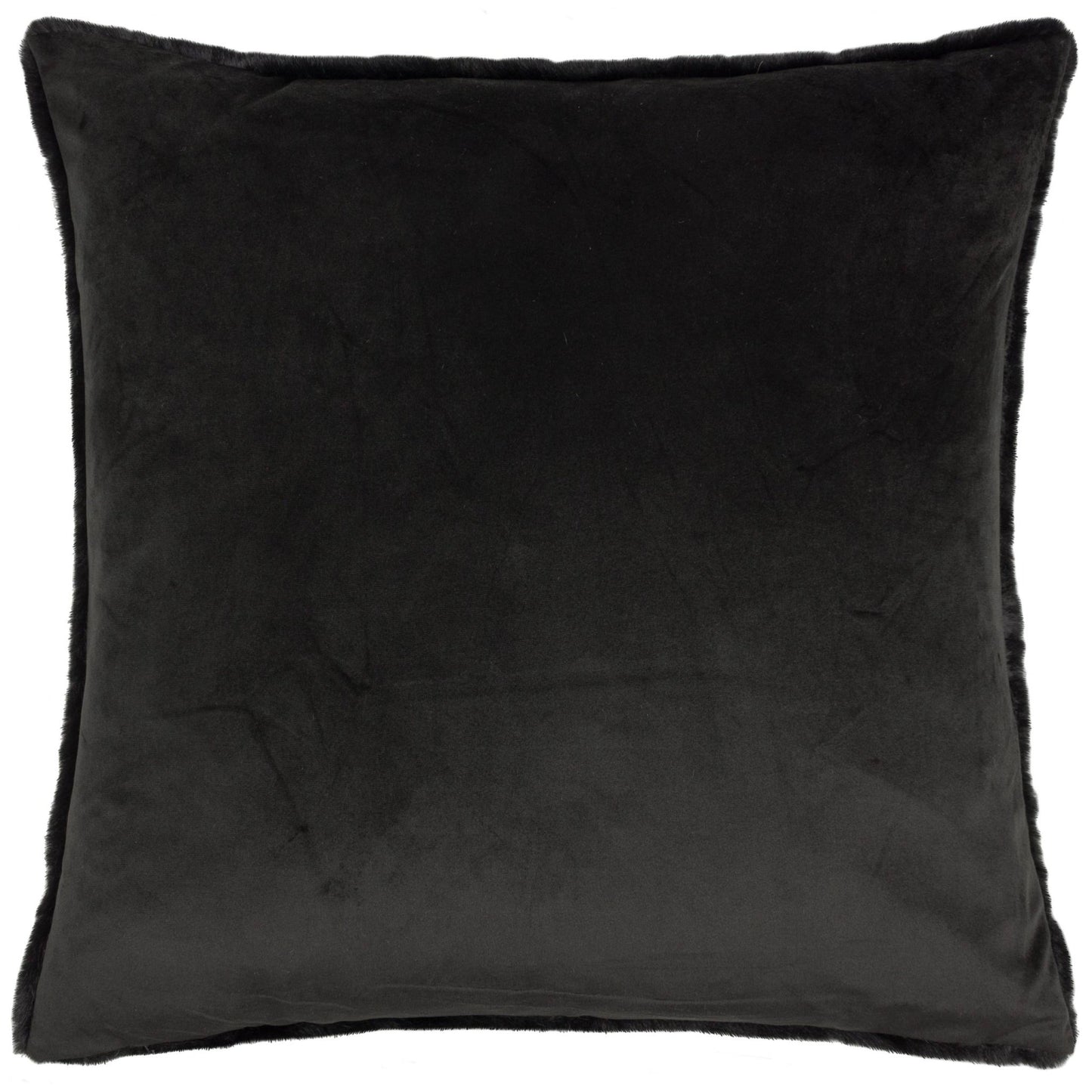 Jet Black Faux Fur Cushion Cover: 55 x 55cm - Cobblestone Australia