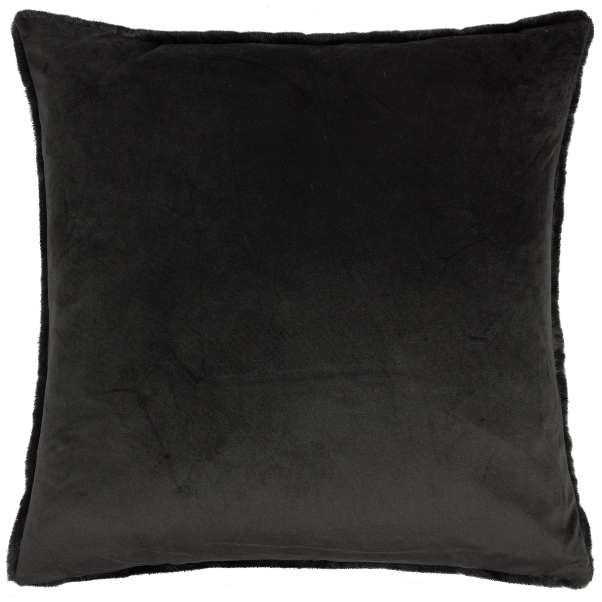 Jet Black Faux Fur Cushion Cover: 55 x 55cm - Cobblestone Australia