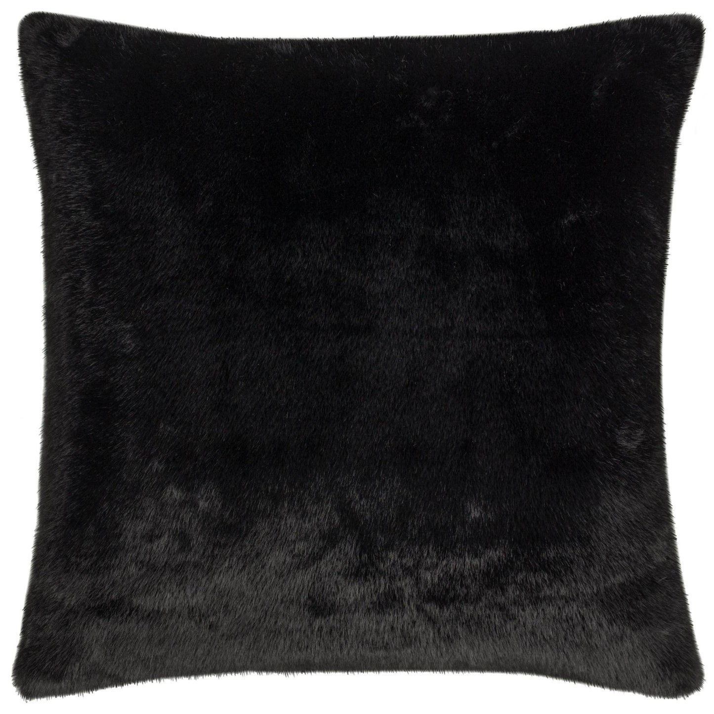 Jet Black Faux Fur Cushion Cover: 55 x 55cm - Cobblestone Australia