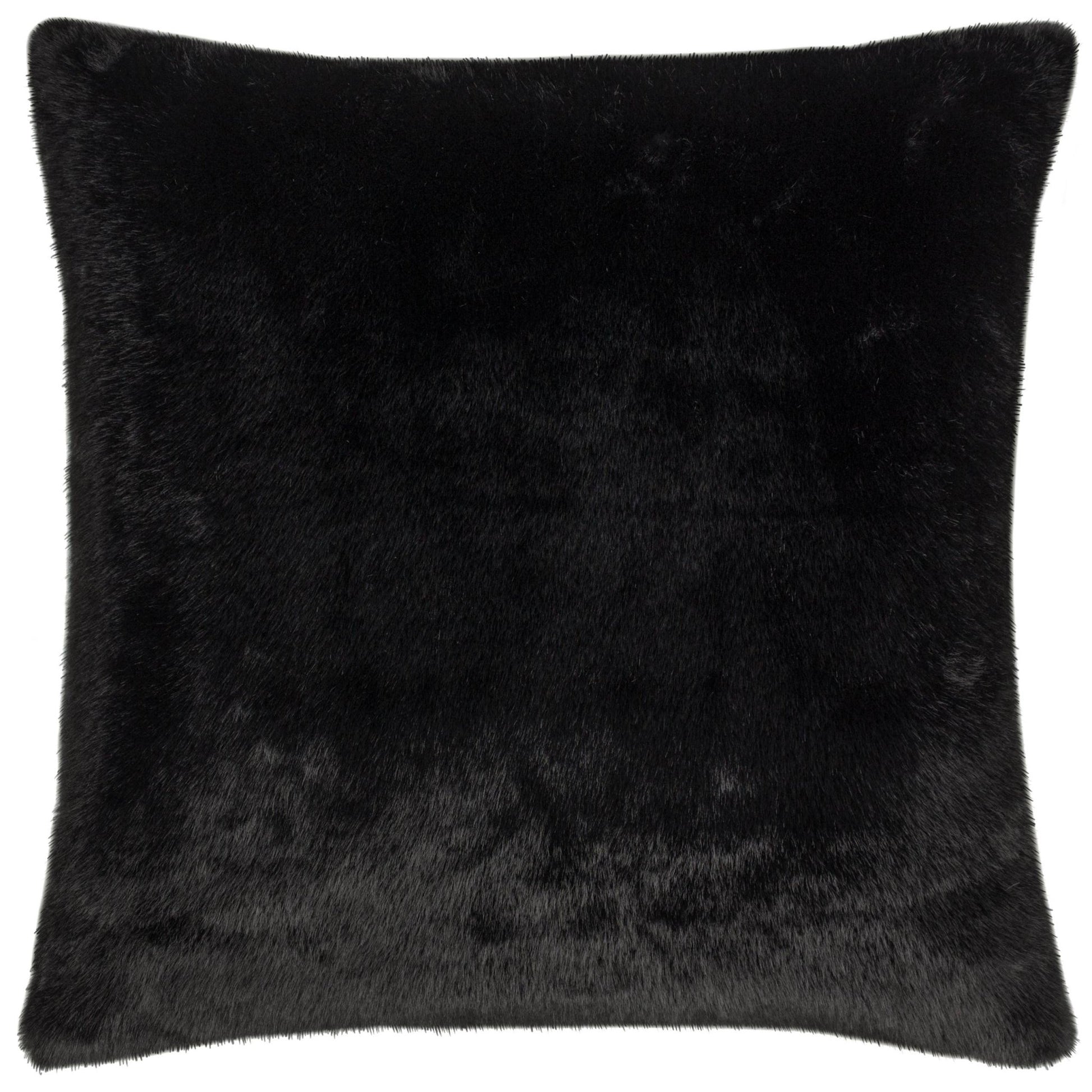 Jet Black Faux Fur Cushion Cover: 55 x 55cm - Cobblestone Australia
