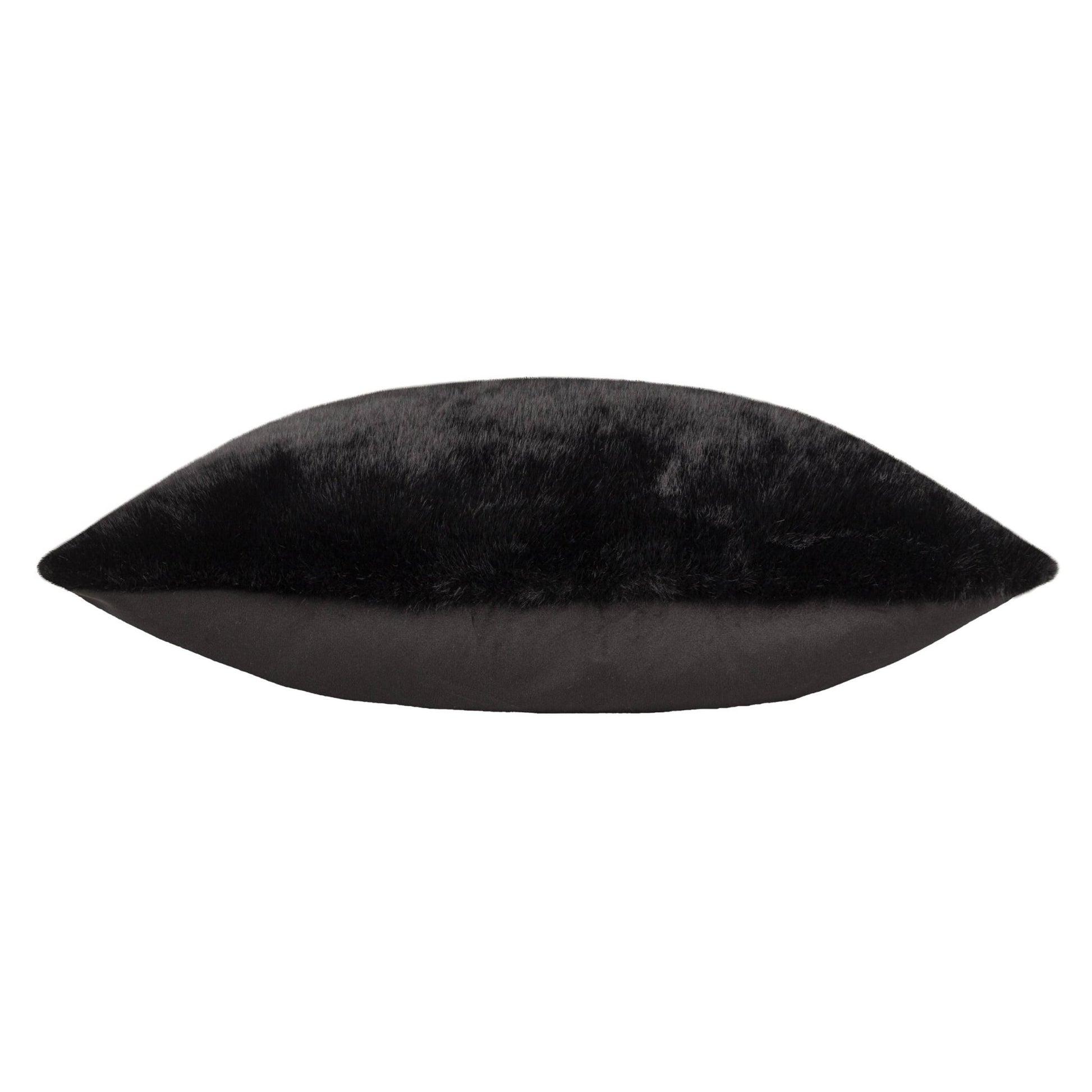 Jet Black Faux Fur Cushion Cover: 55 x 55cm - Cobblestone Australia