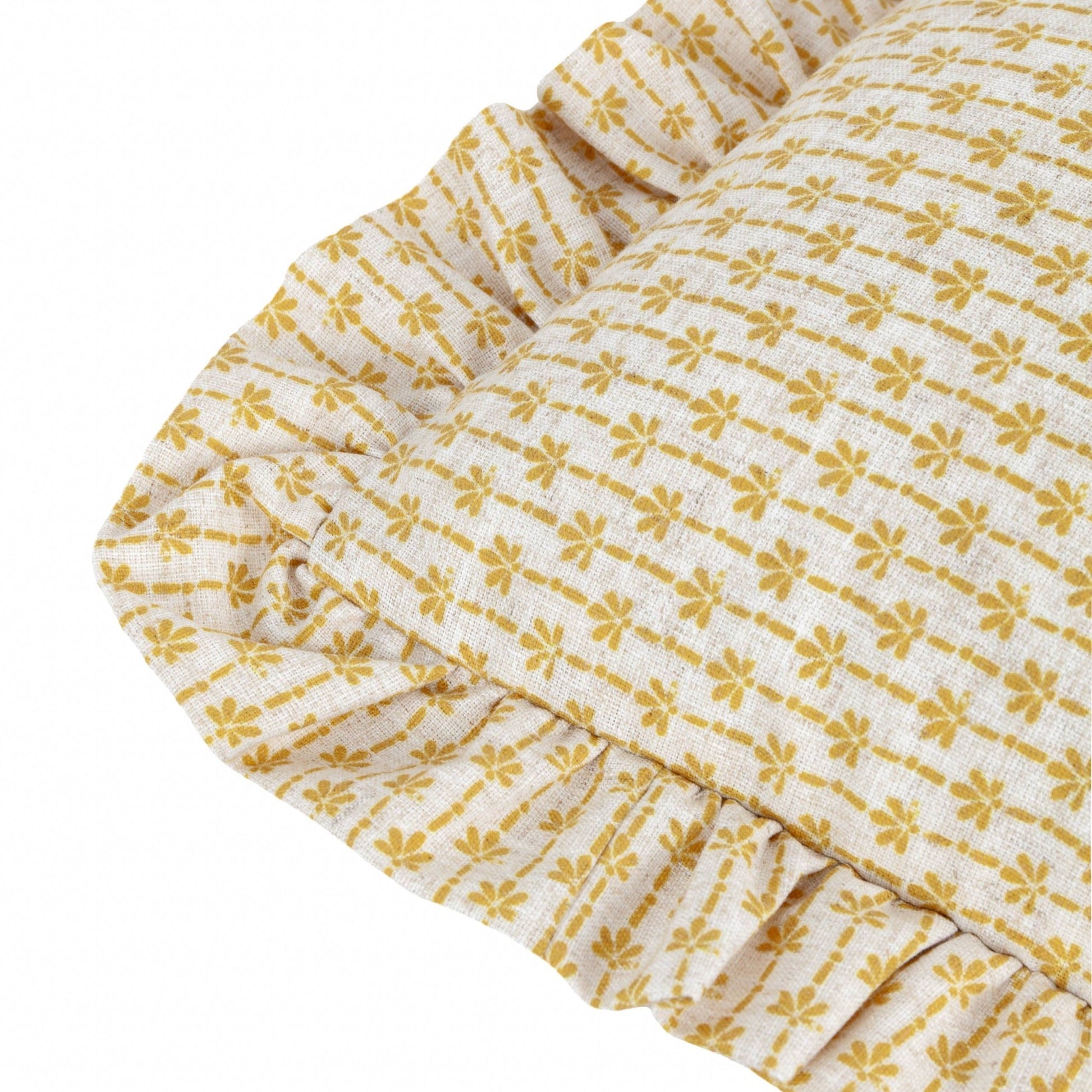 Lemon Textured Ruffle Cushion Cover: 45 x 45cm - Cobblestone Australia