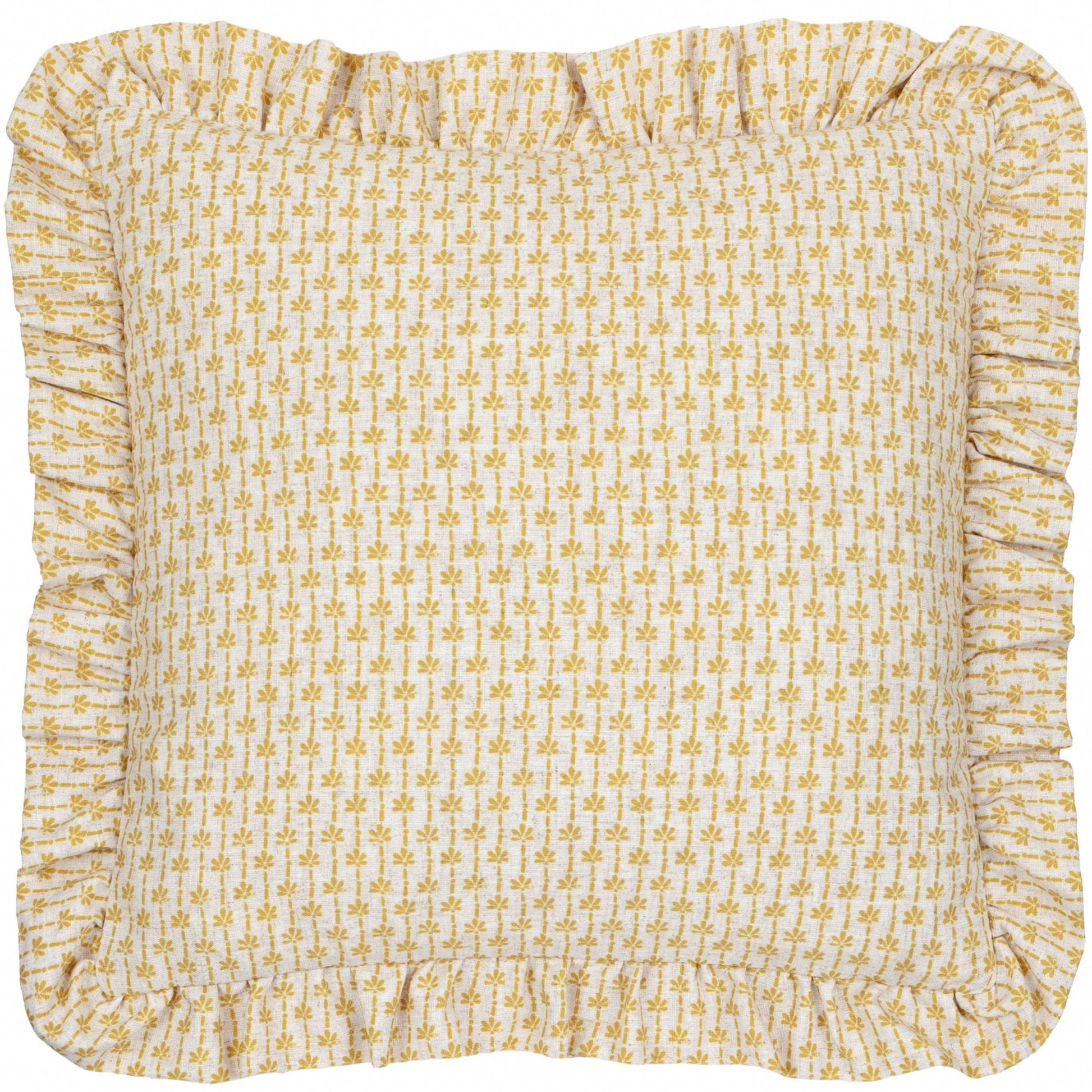 Lemon Textured Ruffle Cushion Cover: 45 x 45cm - Cobblestone Australia