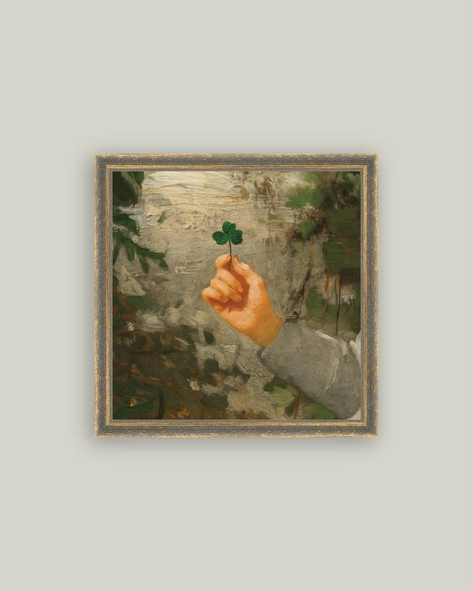 Luck in Hand Framed Art Print: 40 x 40cm - Cobblestone Australia