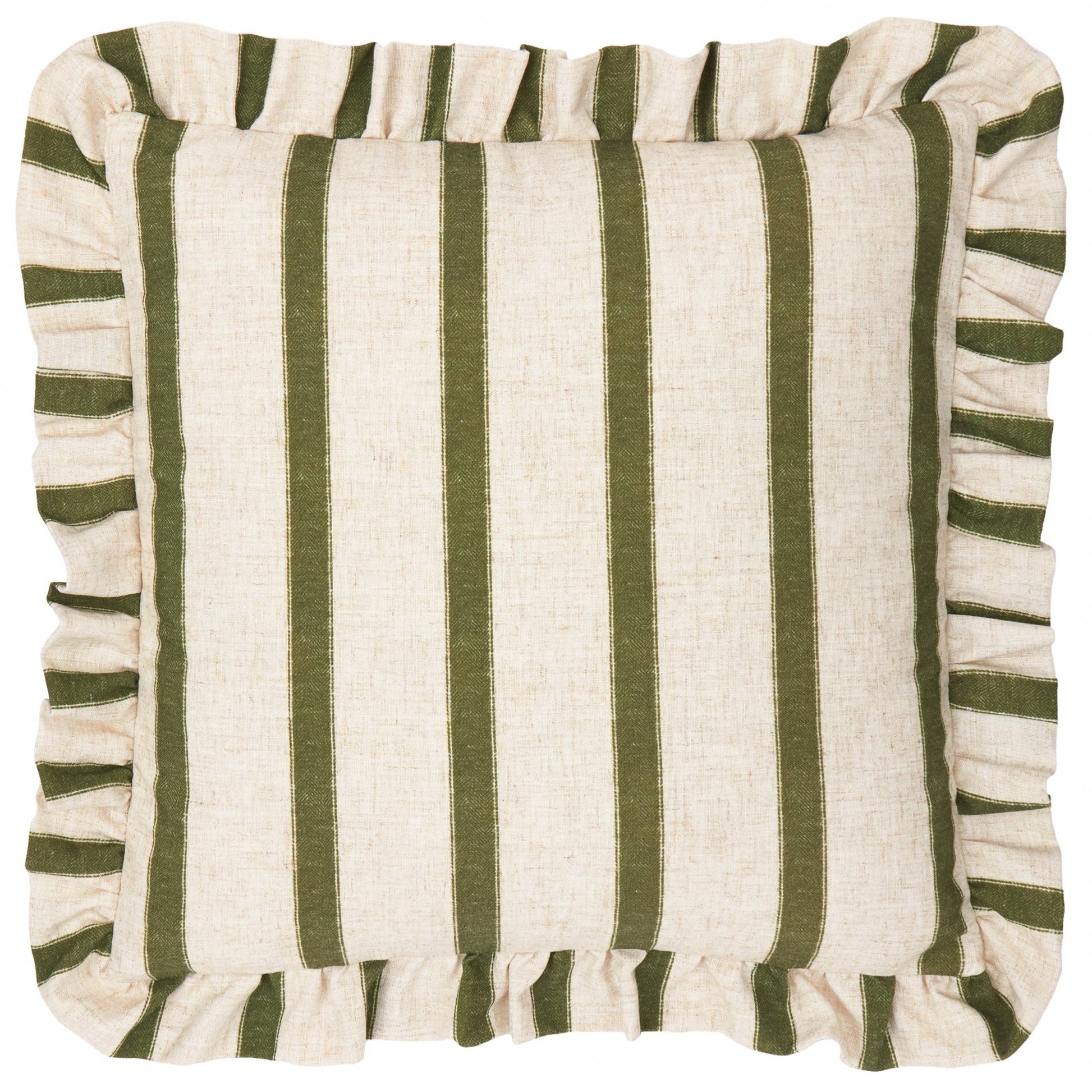 Moss Striped Ruffle Cushion Cover: 45 x 45cm - Cobblestone Australia