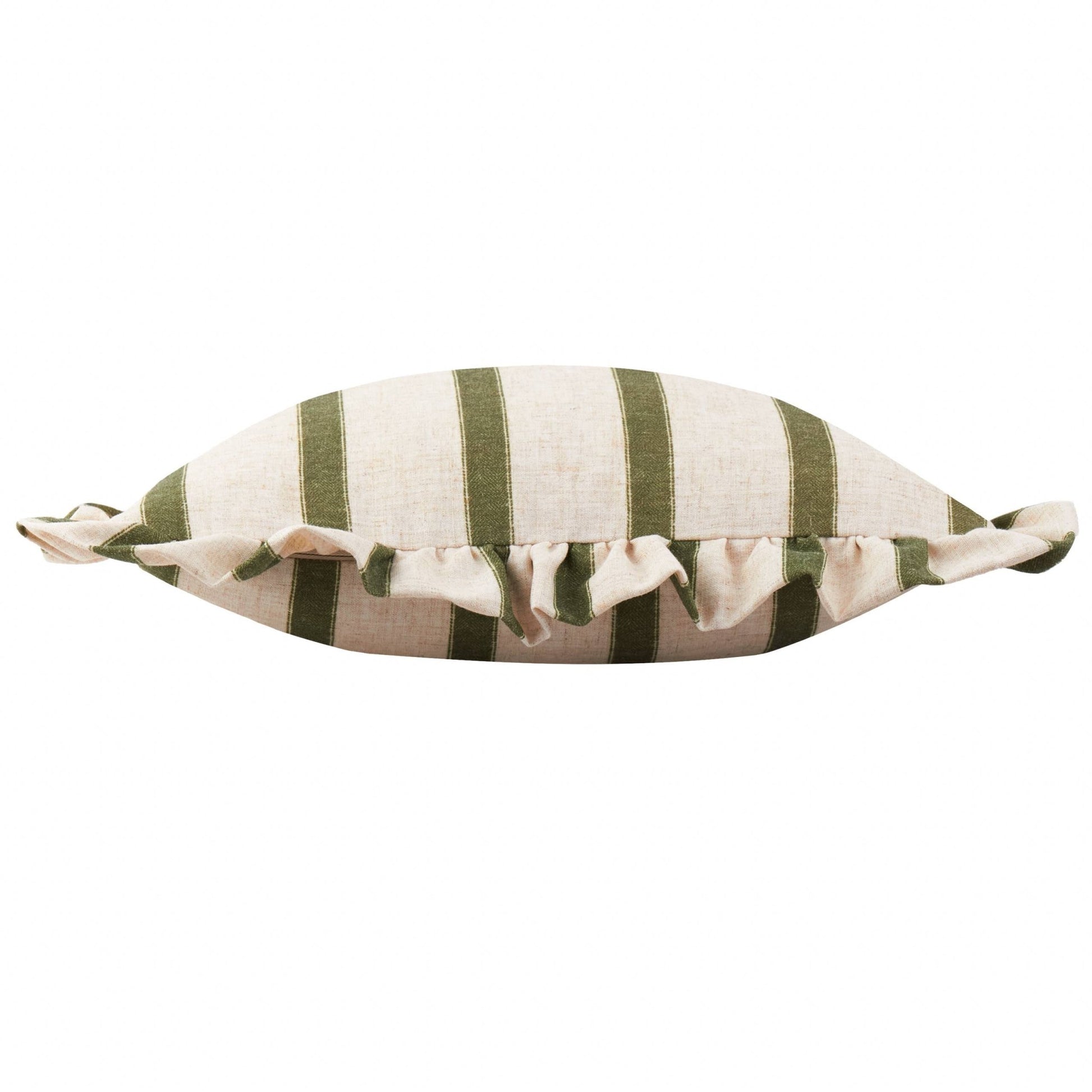 Moss Striped Ruffle Cushion Cover: 45 x 45cm - Cobblestone Australia