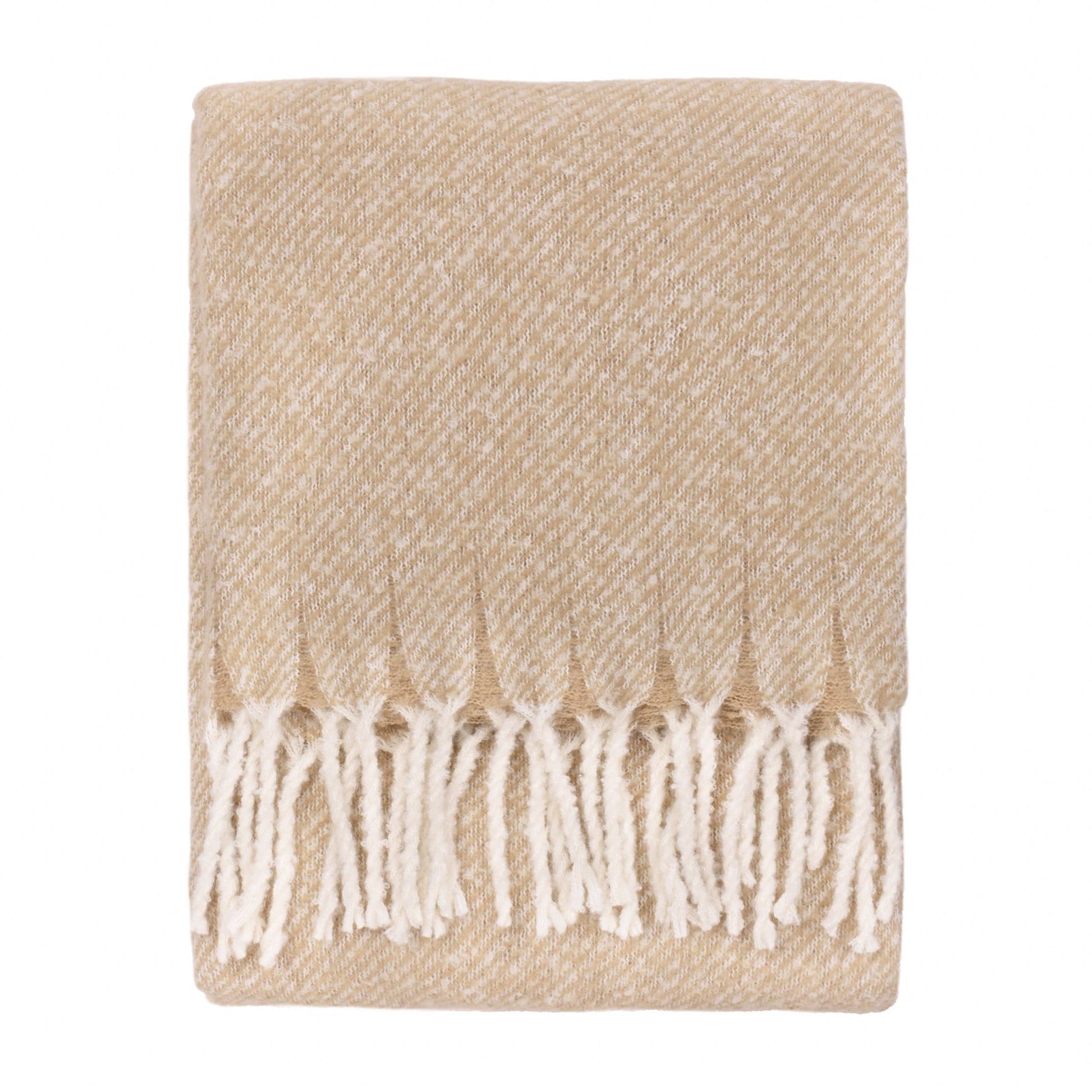 Natural Woven Tasselled Throw: 130 x 180cm - Cobblestone Australia
