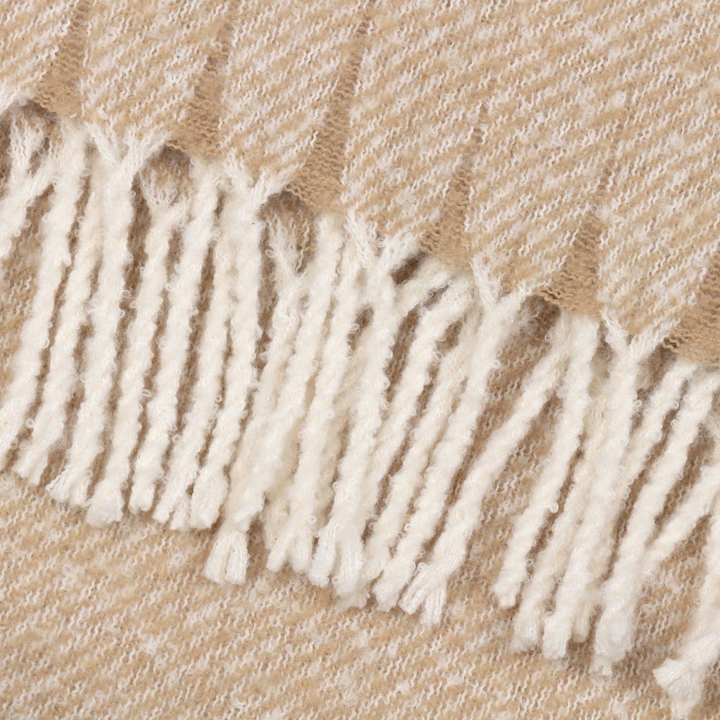 Natural Woven Tasselled Throw: 130 x 180cm - Cobblestone Australia