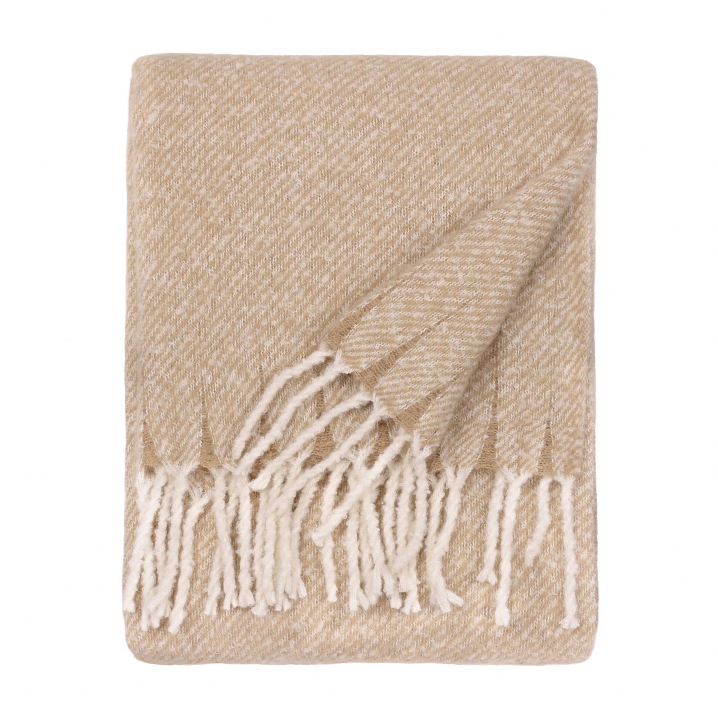 Natural Woven Tasselled Throw: 130 x 180cm - Cobblestone Australia