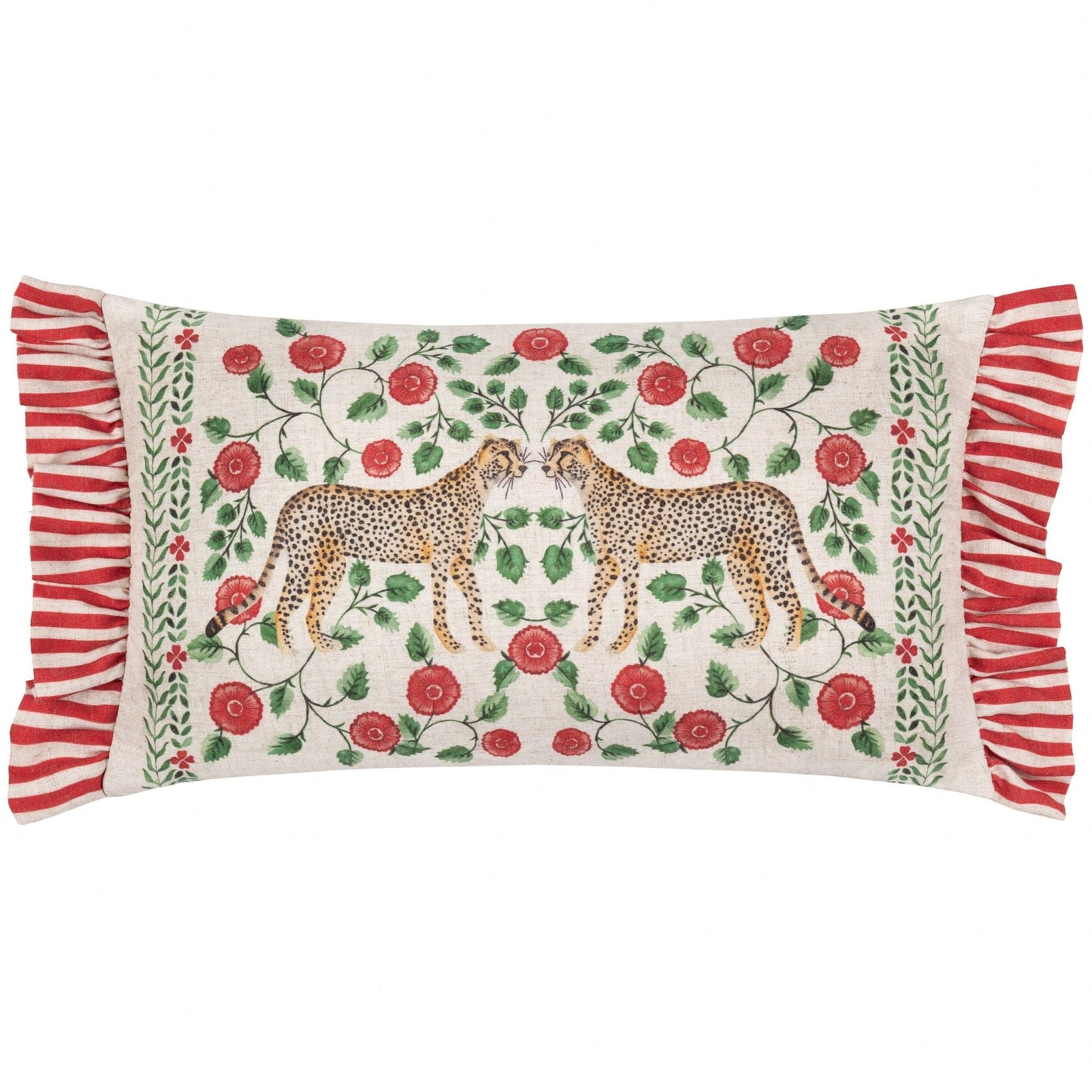 Okara Leopards Printed Ruffle Cushion Cover: 30 x 50cm - Cobblestone Australia