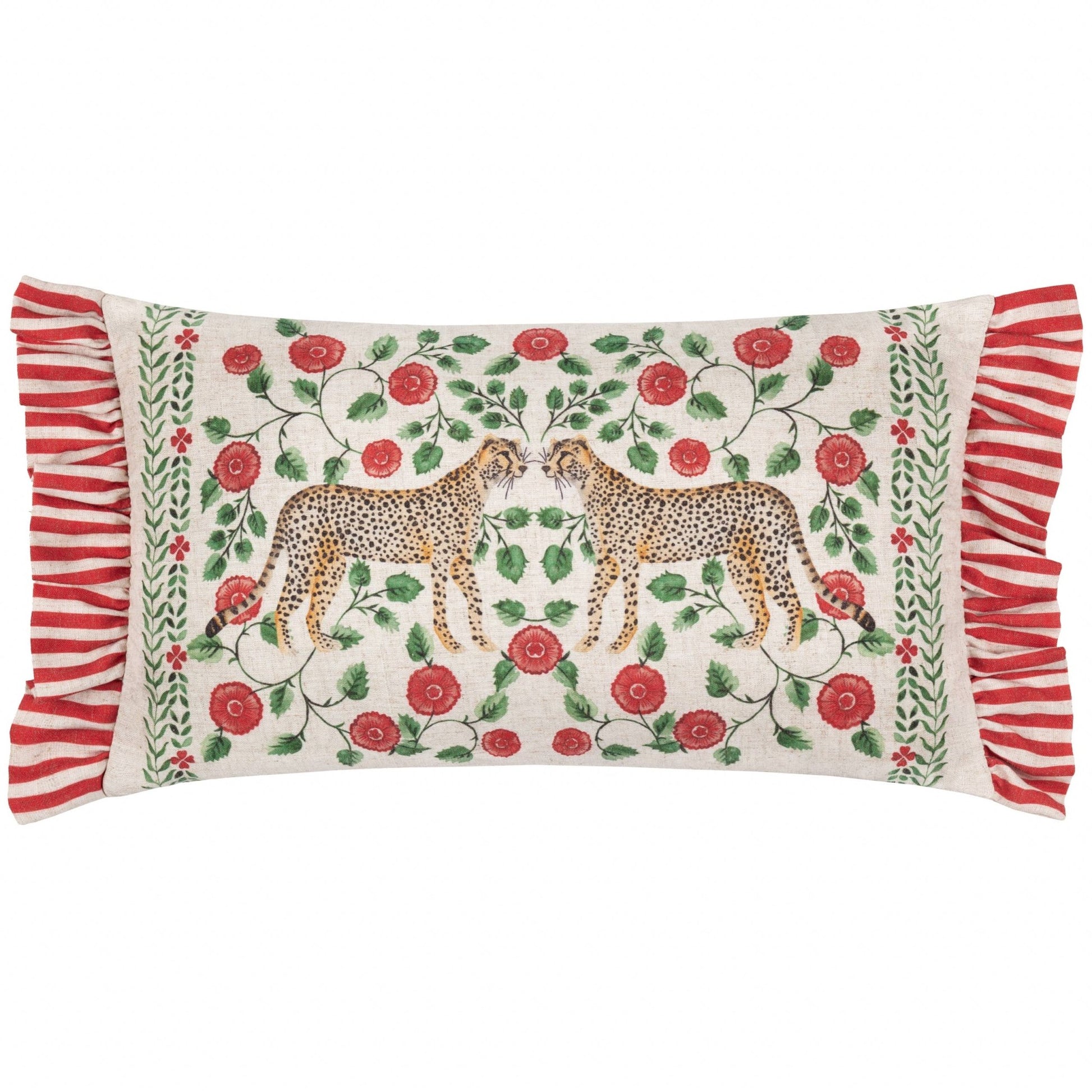 Okara Leopards Printed Ruffle Cushion Cover: 30 x 50cm - Cobblestone Australia