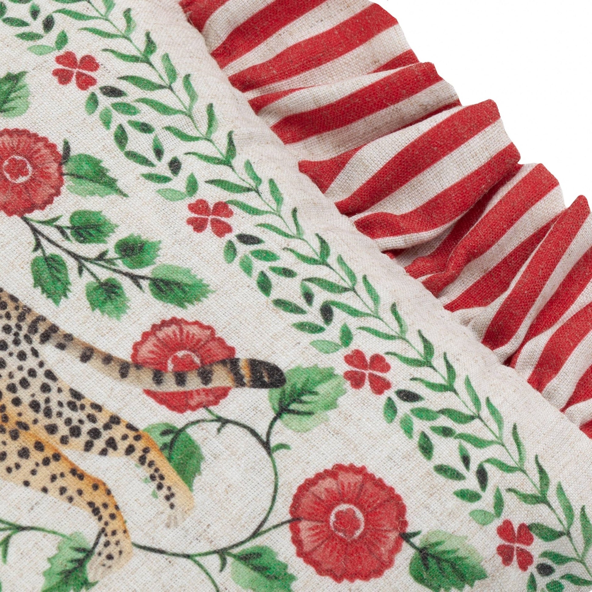 Okara Leopards Printed Ruffle Cushion Cover: 30 x 50cm - Cobblestone Australia