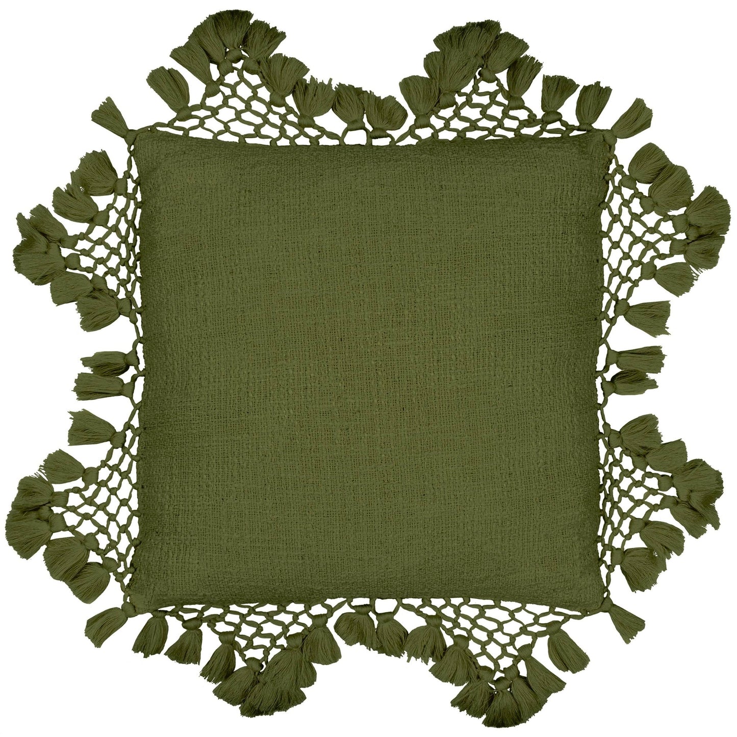 Olive Tassel Trim Cushion Cover: 45 x 45cm - Cobblestone Australia