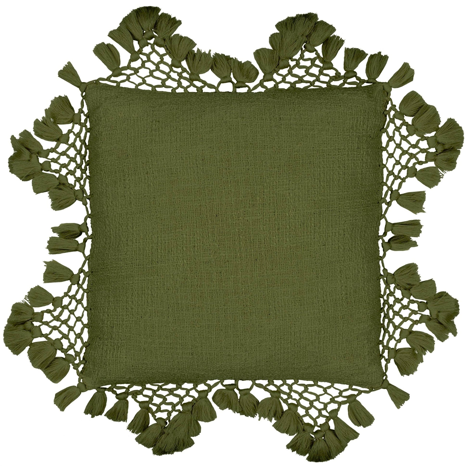Olive Tassel Trim Cushion Cover: 45 x 45cm - Cobblestone Australia