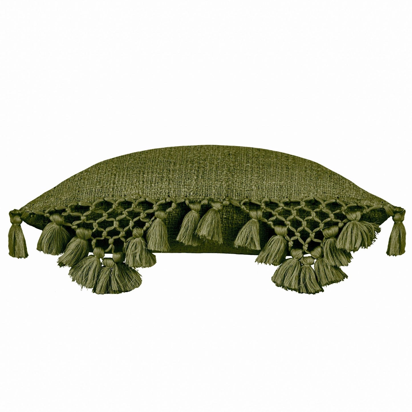 Olive Tassel Trim Cushion Cover: 45 x 45cm - Cobblestone Australia