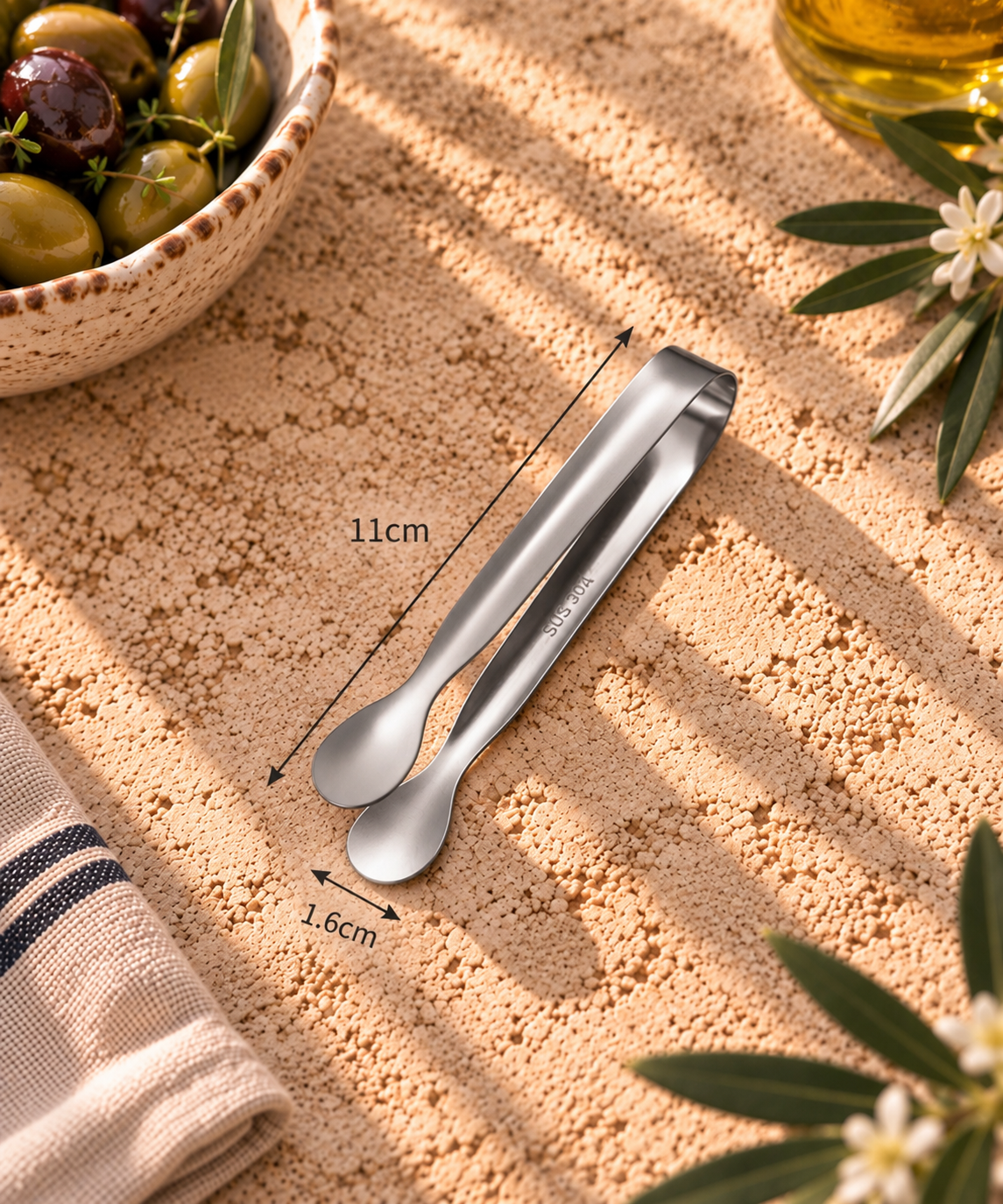 The Homestead Petite Serving Tongs ~ Pewter Cobblestone Australia