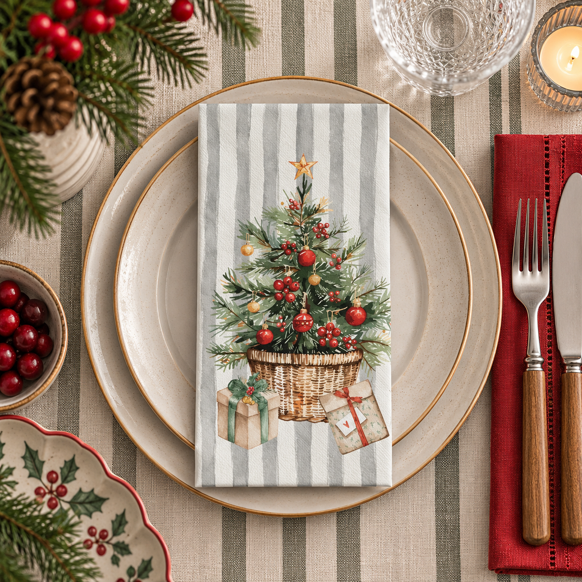 Dinner Party Napkins 20pk ~ Christmas at Home Cobblestone Australia