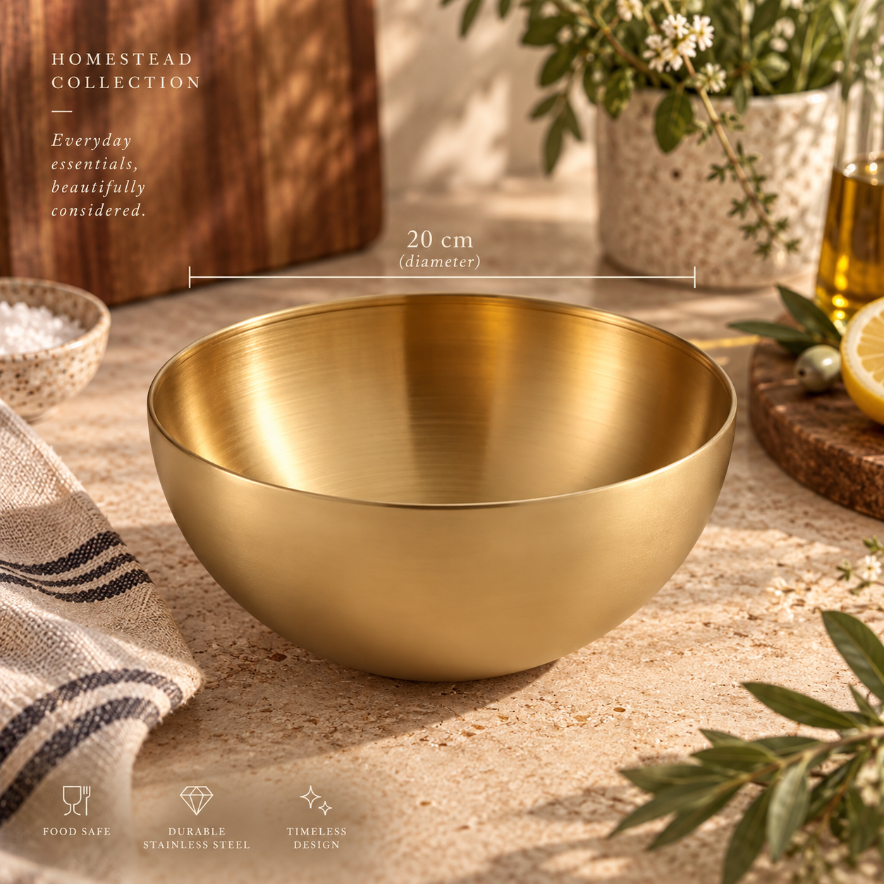 Homestead Mixing Bowl Gold ~ 20cm Cobblestone Australia
