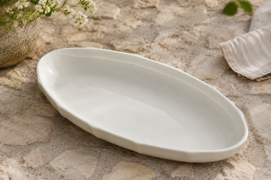 Dinner Party Large Classic White Oval Serving Bowl Cobblestone Australia