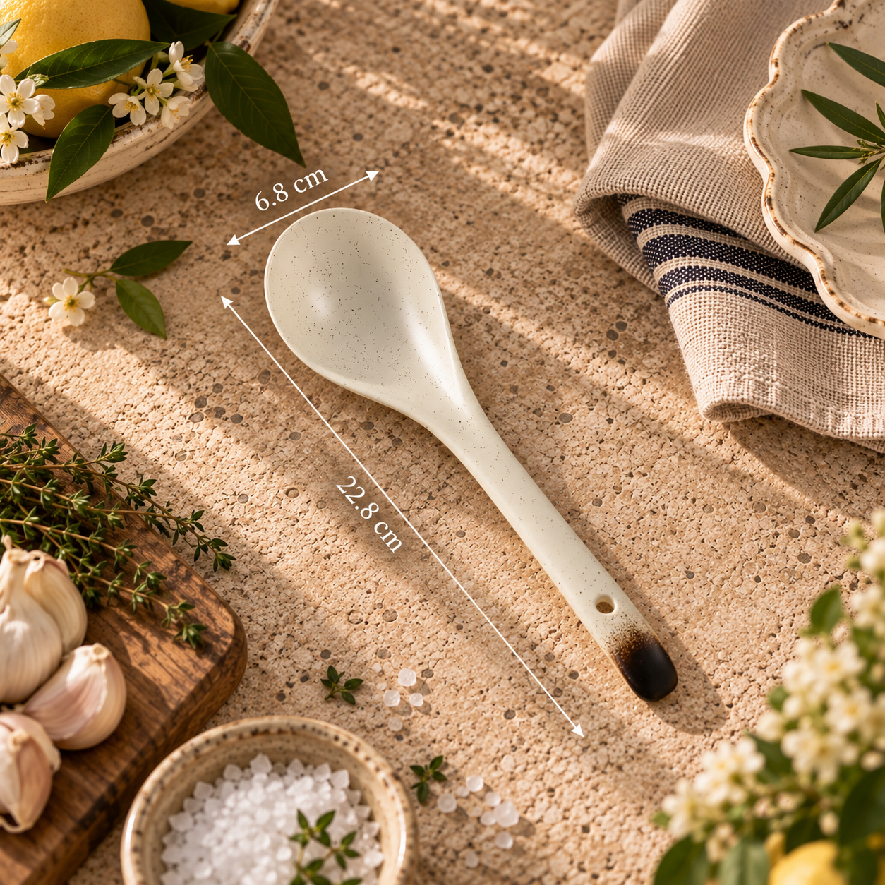 The Homestead Ceramic Serving Spoon ~ Toasted Cream Cobblestone Australia