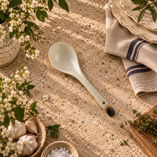 The Homestead Ceramic Serving Spoon ~ Toasted Cream Cobblestone Australia