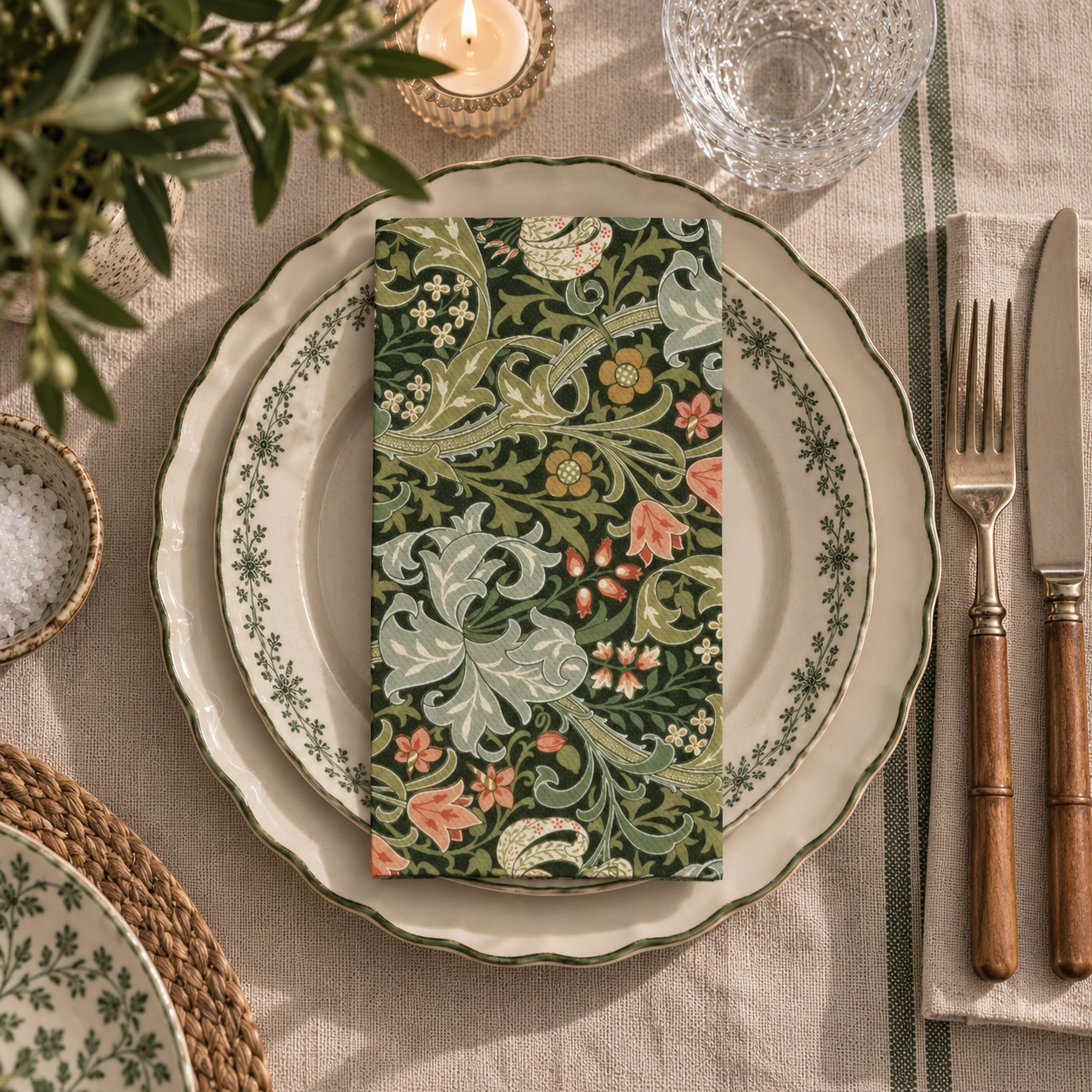 Dinner Party Napkins 20pk ~ Forest Foliage Cobblestone Australia