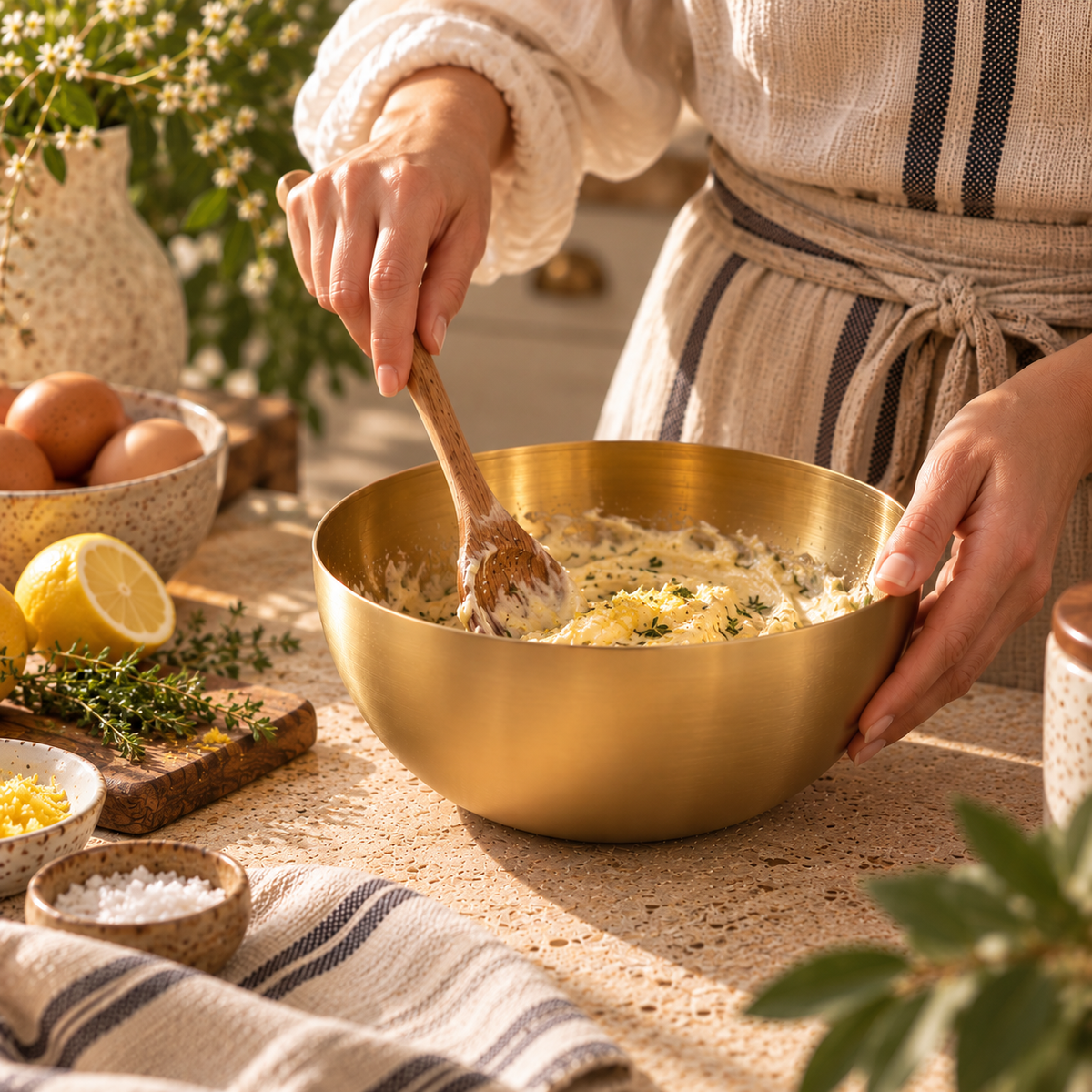 Homestead Mixing Bowl Gold ~ 20cm Cobblestone Australia