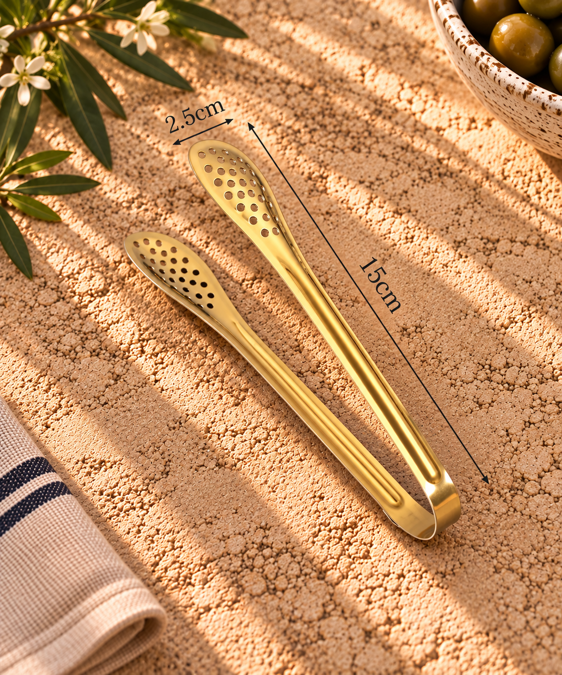 The Homestead Straining Tongs ~ Heirloom Gold Cobblestone Australia