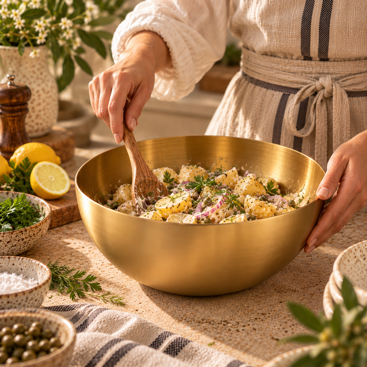 Homestead Mixing Bowl Gold ~ 28cm Cobblestone Australia