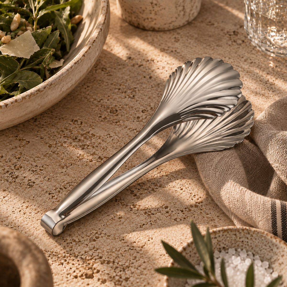 Homestead Shell Serving Tongs ~ Pewter Cobblestone Australia
