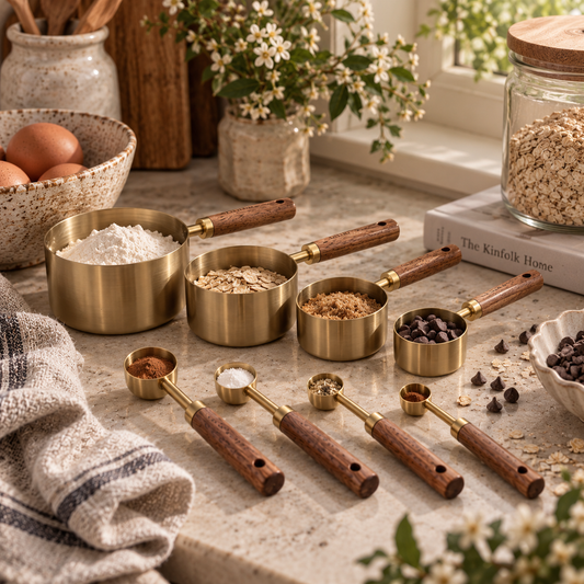 The Kitchen Drawer Measuring Cup & Spoon Set of 8 ~ Heirloom Gold & Timber Cobblestone Australia