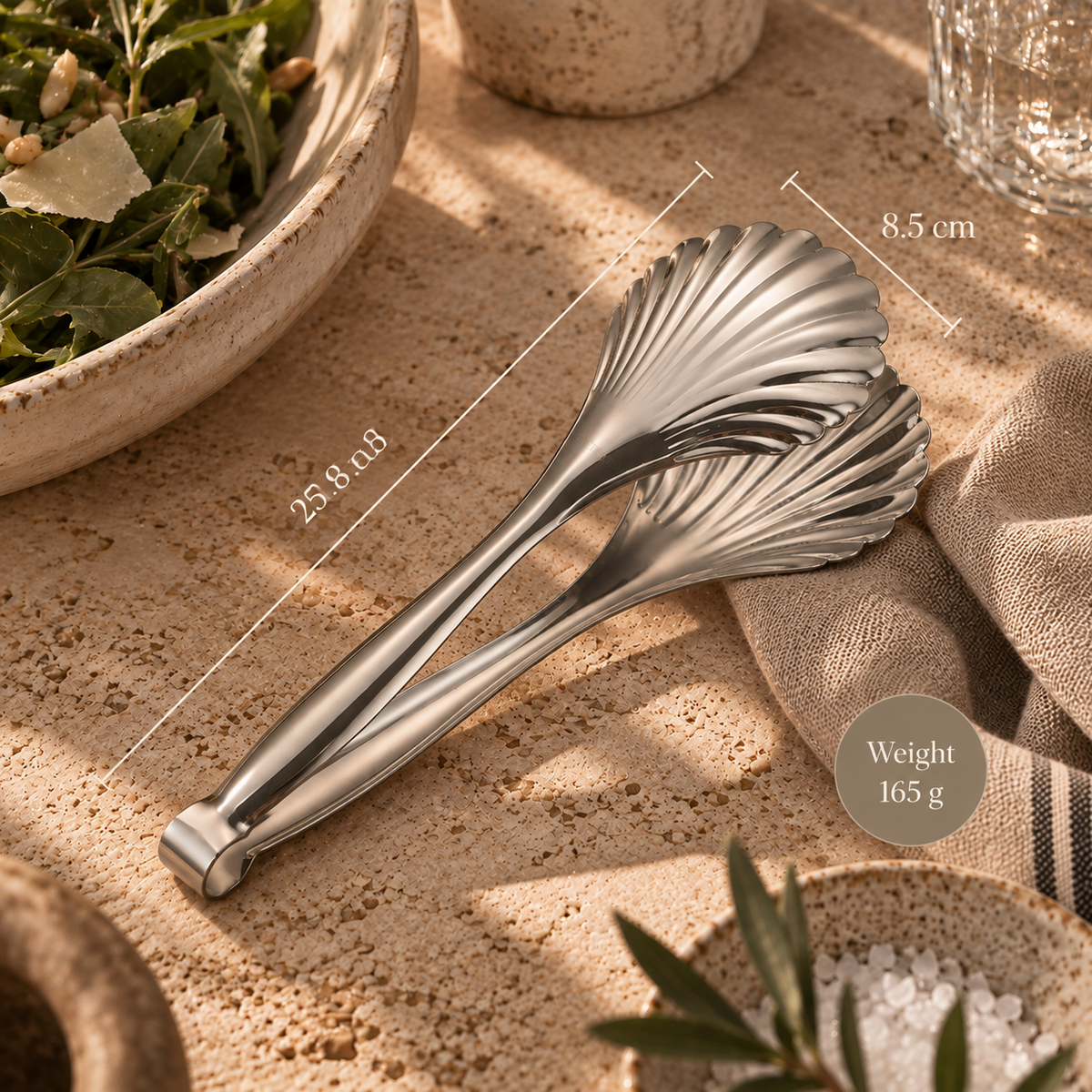 Homestead Shell Serving Tongs ~ Pewter Cobblestone Australia
