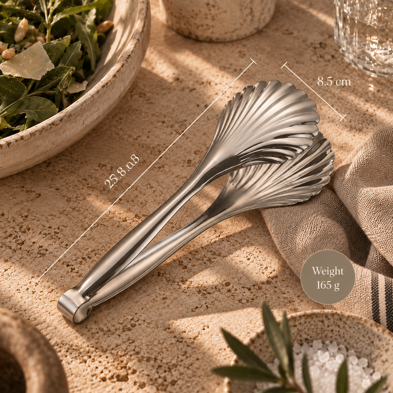 Homestead Shell Serving Tongs ~ Pewter Cobblestone Australia