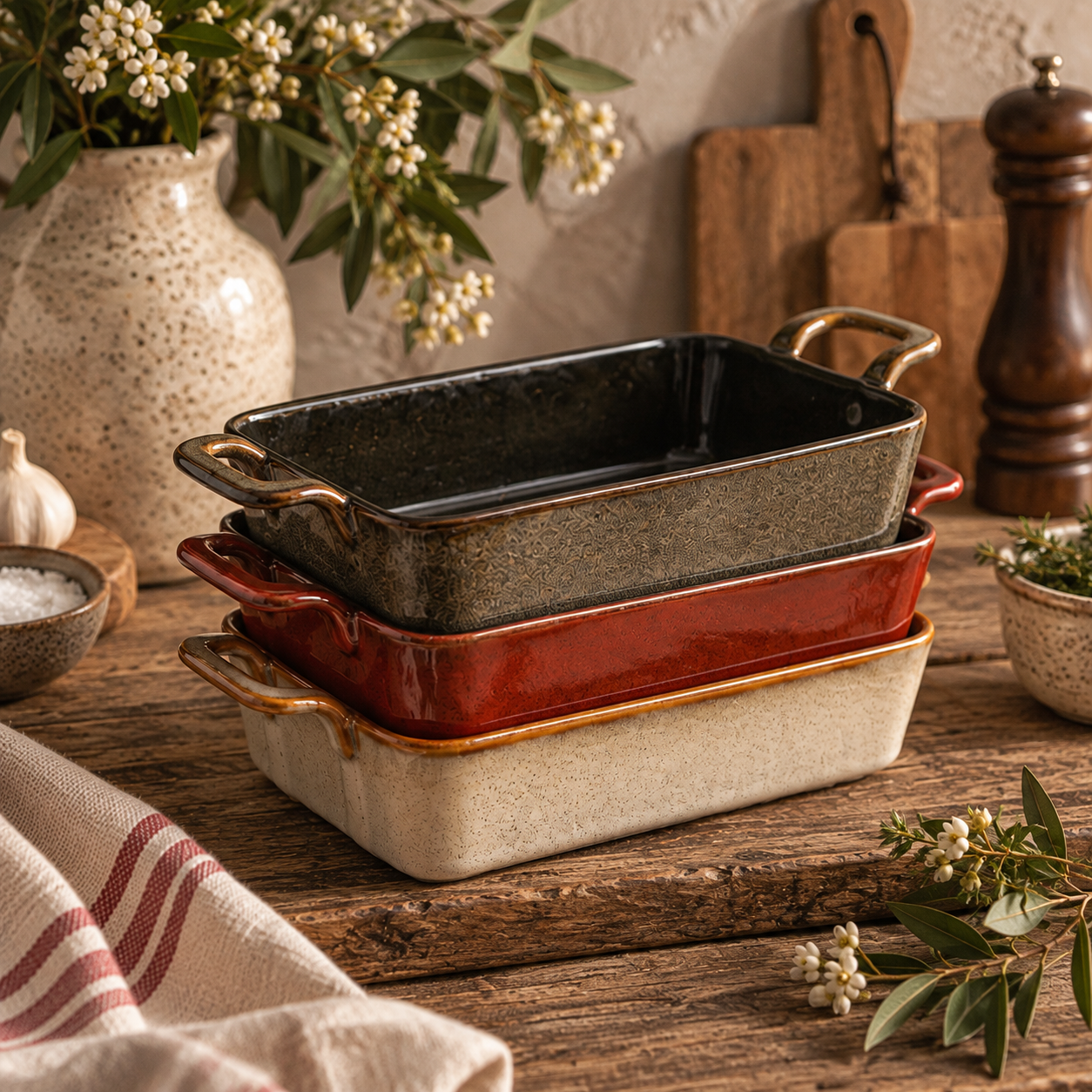 The Homestead Harvest Baking Dishes ~ Set of 3 Cobblestone Australia