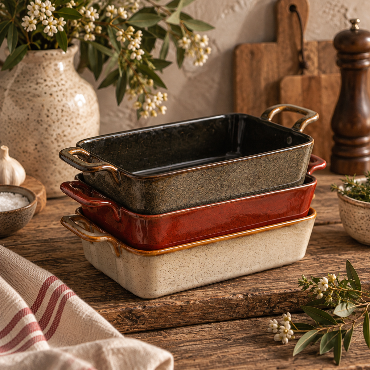 The Homestead Harvest Baking Dishes ~ Set of 3 Cobblestone Australia