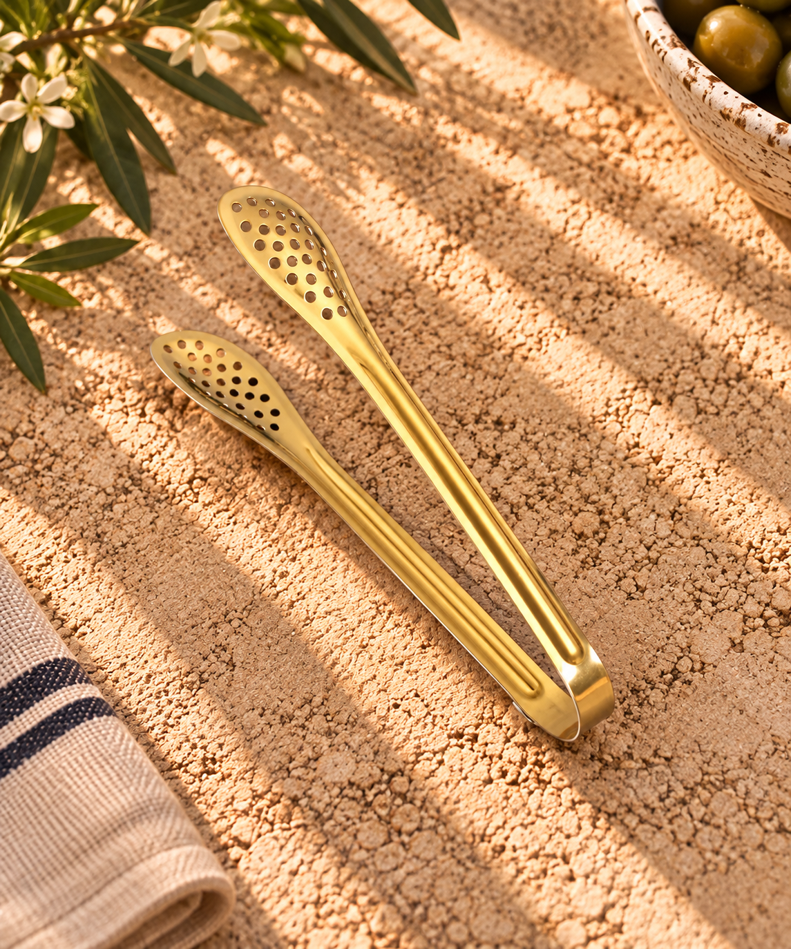 The Homestead Straining Tongs ~ Heirloom Gold Cobblestone Australia