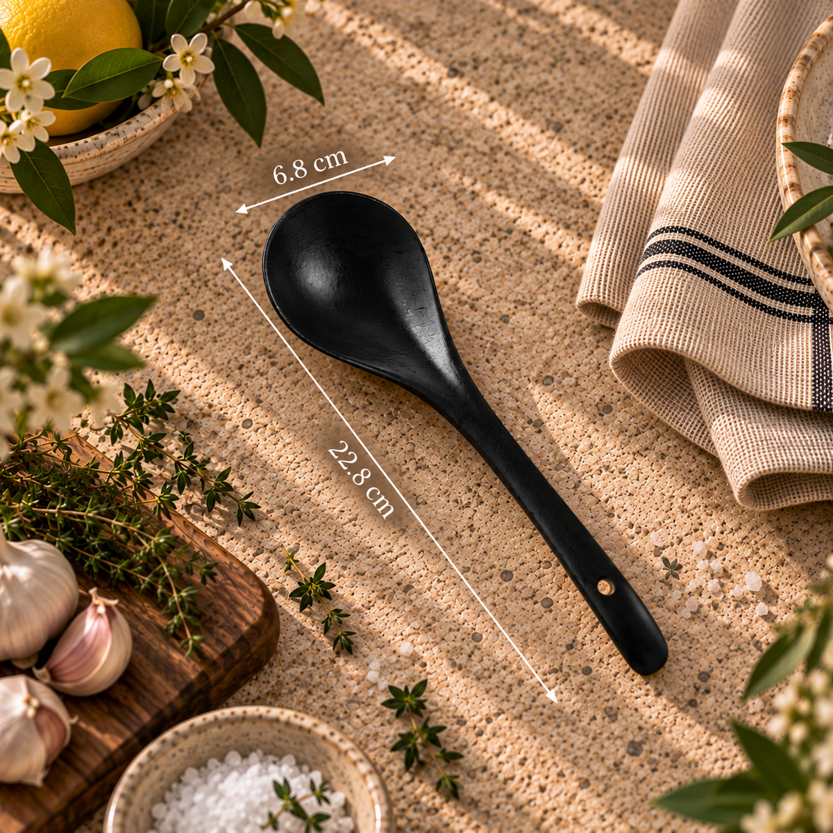 The Homestead Ceramic Serving Spoon ~ Hearth Black Cobblestone Australia