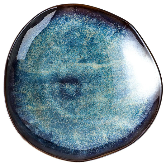 Midnight Blue Coloured Freeform Serving Plate - Medium