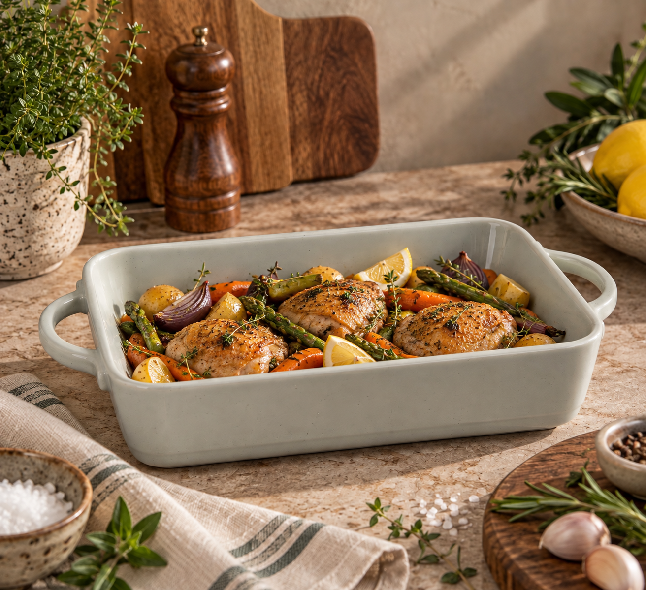 The Homestead Harvest Baking Dish ~ Morning Fog Cobblestone Australia