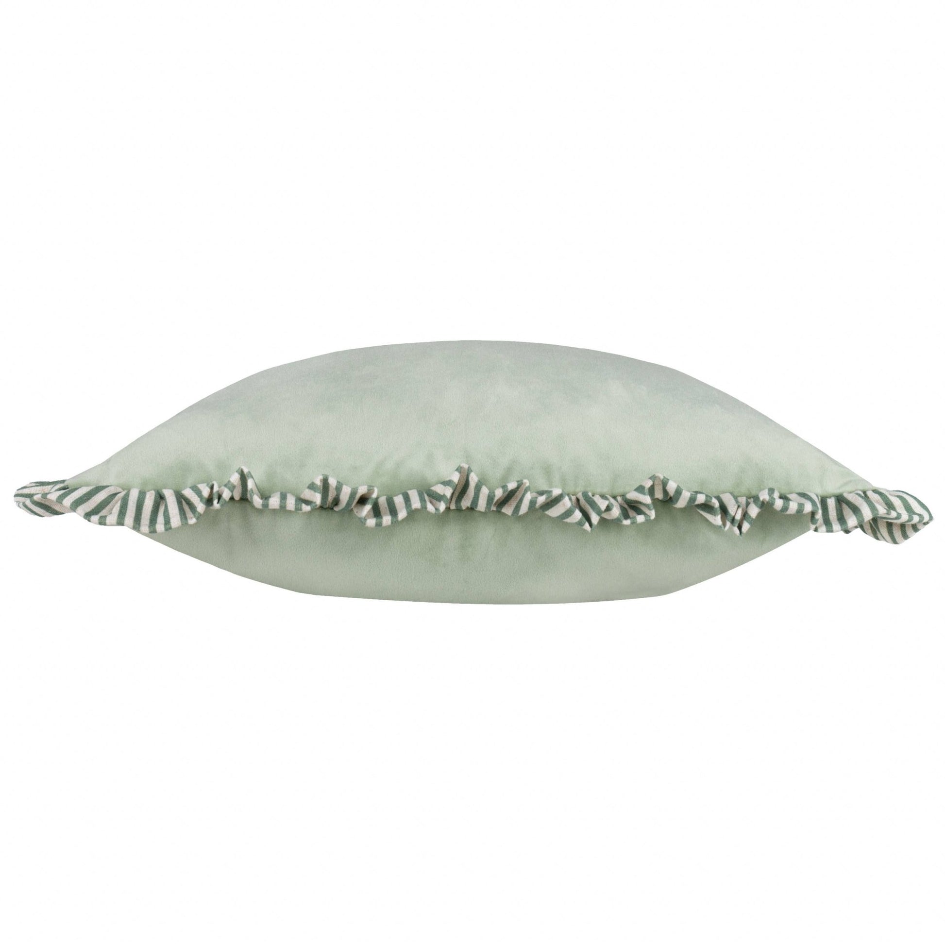 Sage Ruffle Matte Velvet Look Cushion Cover: 45 x 45cm - Cobblestone Australia